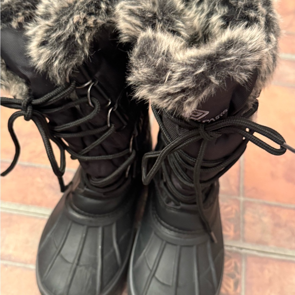 Kids Black Fur-Lined Winter Boots